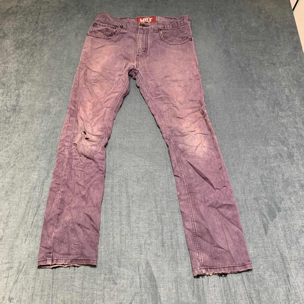 Levi's 511 Jeans Boys 16 Regular 28x28 Purple Denim Cotton Skinny Leg Casual Fit